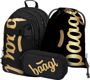 Product detail of BAAGL 3 SET Skate Gold: batoh, penál a sáček