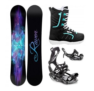 Product detail of Raven Aura snowboard + Raven Fastec FT360 black vázání + Raven Diva black/mint boty