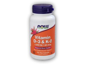 Product detail of NOW Foods Vitamin D3 K2 1000 IU/45 ug 120 kapslí
