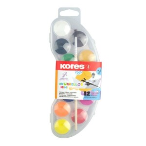 Product detail of Kores Vodové barvy AKUARELLOS MINI 12 barev 25 mm + štětec
