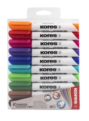 Product detail of Kores K-MARKER Popisovač na bílé tabule, kulatý hrot 3 mm, mix 10 barev