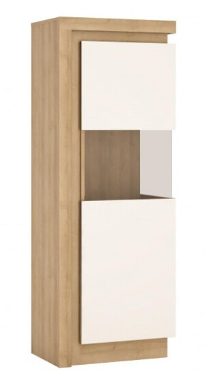 Product detail of ArtExt Vitrína KALAS V01 Barva: dub riviera / bílý lesk, Provedení: pravé
