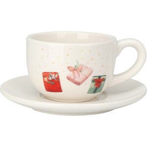 Product detail of Vánoční porcelánový šálek s podšálkem Vánoční dárky, 250 ml