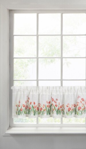 Product detail of ArtFir Záclona STELLA P | bílá s tulipány 150 x 30 cm
