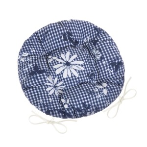 Product detail of Bellatex Sedák DITA kulatý prošívaný Kostička s květem modrá, 40 cm