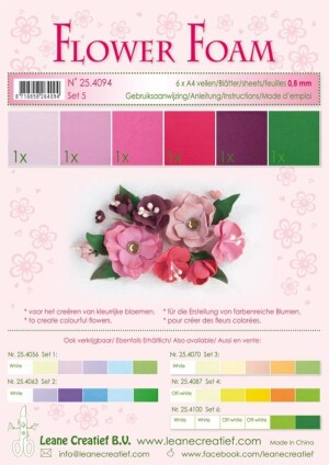 Product detail of Flower Foam Speciální pěnová guma A4 - červenorůžové barvy 6 ks