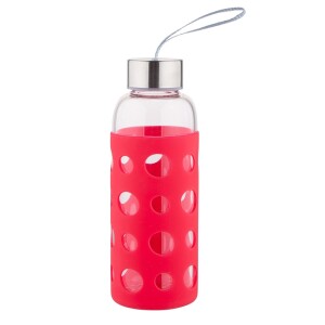 Product detail of Altom Skleněná láhev na vodu v silikonovém obalu 425 ml, červená