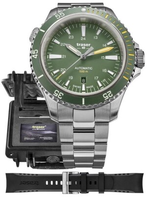 Product detail of Traser P67 Diver Automatic Green Set ocel a pryž