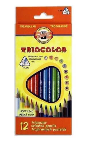 Product detail of Koh-i-noor pastelky TRIOCOLOR trojhranné tenké (měkká tuha) souprava 12 ks v papírové krabičce