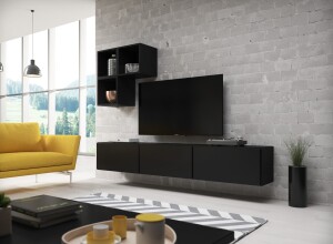 Product detail of Artcam Obývací stěna ROCO 6 roco: korpus černý mat / okraj černý mat / dvířka černý mat