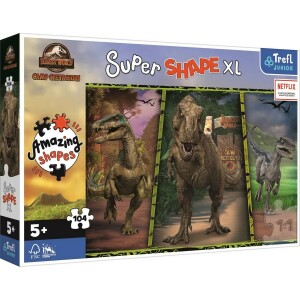 Product detail of Trefl Puzzle 104 XL Super Shape Barevní dinosauři/Jurassic World 60x40cm v krabici 40x27x6cm