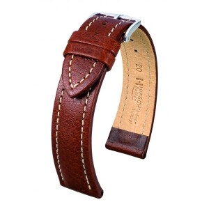 Product detail of Řemínek Hirsch Buffalo (NO QR) - hnědý - 22 mm - M – Střední délka - 20 mm - Stříbrná