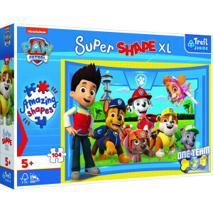 Product detail of Trefl Puzzle 104 XL Super Shape Přátelé štěňat Tlapková patrola/Paw patrol 60x40cm v krabici 40x27x6cm