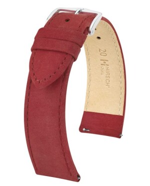Product detail of Řemínek Hirsch Osiris Nubuk - vínový - 20 mm - L – Standardní délka (doporučujeme) - 18 mm - Stříbrná