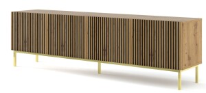Product detail of ARTBm TV stolek RAVENNA F 4D 200 | dub artisan Provedení: Dub artisan / zlatá kovová podnož