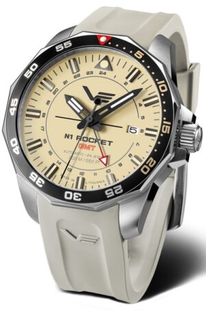 Product detail of Vostok Europe N-1 Rocket Automatic GMT NH34-225A713S - Pískový-khaki silikonový řemínek