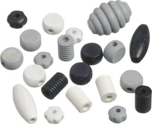 Product detail of Dřevěné korálky mix různé tvary - bílá, černá 20 ks