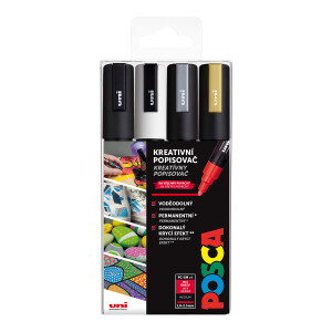 Product detail of Posca Sada akrylových popisovačů 1,8-2,5 mm - černá, zlatá, stříbrná, bílá 4 ks