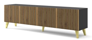 Product detail of ARTBm TV stolek RAVENNA F 4D 200 | černá matná / dub artisan Provedení: Černá matná / dub artisan / zlaté nohy