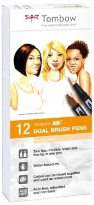 Product detail of Tombow Oboustranný štětcový fix ABT - Portrait colors 12 ks