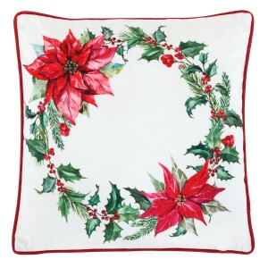 Product detail of Polštář sametový s výplní - vánoční růže, 100% polyester, 45 x 45 cm.