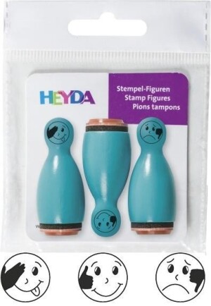 Product detail of HEYDA Dřevěná razítka kuželky smajlíci - tyrkysové 3 ks