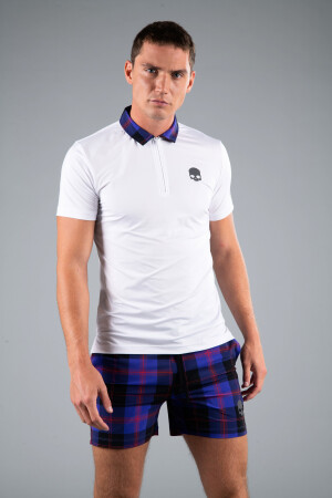Product detail of Pánské tričko Hydrogen  Tartan Zipped Tech Polo White (Purple/Black) L
