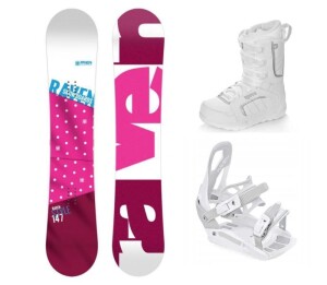 Product detail of Raven Style Pink snowboard + Raven S230 White vázání + Raven Pearl white boty