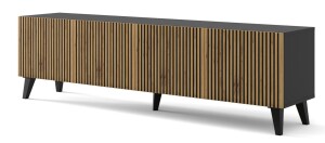 Product detail of ARTBm TV stolek RAVENNA F 4D 200 | černá matná / dub artisan Provedení: Černá matná / dub artisan / černé nohy