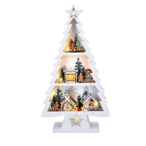 Product detail of Solight LED dřevěný vánoční stromek s dekoracemi, 13x LED, 53 cm, 2x AA
