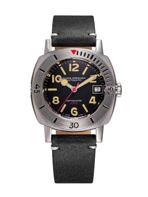 Product detail of Nivada Grenchen Depthmaster Numerals Black - Black Leather