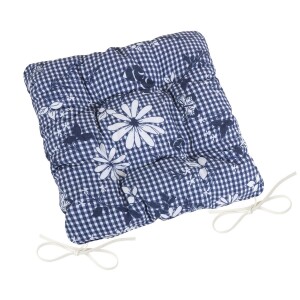 Product detail of Bellatex Sedák DITA prošívaný Kostička s květem modrá, 40 x 40 cm