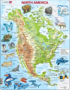 Product detail of Puzzle North America, Topographic map with animals