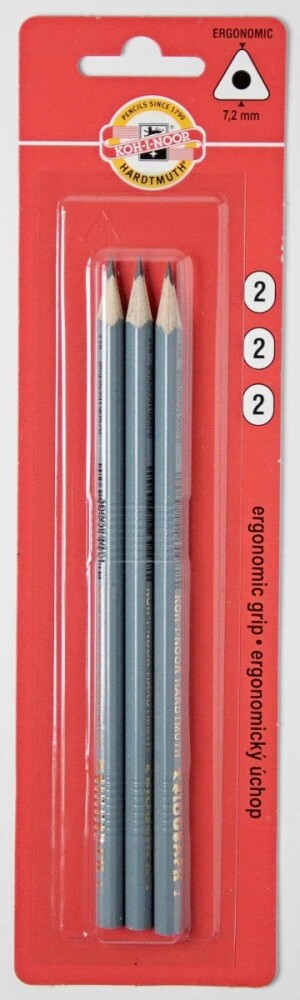 Product detail of Koh-i-noor tužka grafitová trojhranná č.2/šedá set 3 ks
