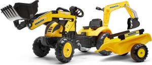 Product detail of Falk Šlapací traktor 2076N Komatsu s nakladačem, rypadlem a vlečkou - žlutý