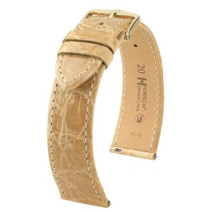 Product detail of Řemínek Hirsch Genuine Croco - béžový, lesk - 18 mm - M – Střední délka - 16 mm - Zlatá