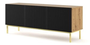 Product detail of ARTBm TV stolek RAVENNA B 3D 150 | dub artisan / černá matná Provedení: Dub artisan / černý mat / zlatá podnož