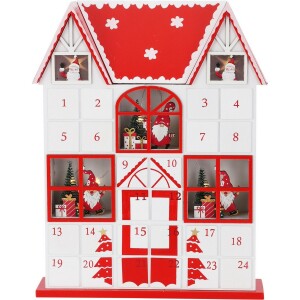 Product detail of Adventní kalendář s LED světýlky Santa´s house červená, 29 x 7 x 37 cm
