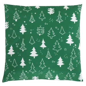 Product detail of Polštář sametový s výplní, zelený -  bílé stromky, 100% polyester, 45 x 45 cm.