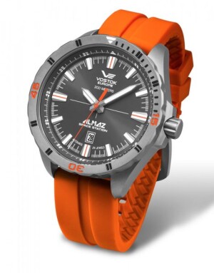 Product detail of Vostok Europe Almaz Titanium Line NH35A/320H263 - Oranžový silikonový řemínek