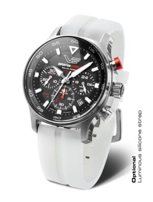 Product detail of Vostok Europe Expedition South Pole Solar Power Chronograph VR42-592A761S - Bílý silikonový řemínek (luminiscenční)