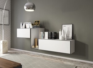 Product detail of Artcam Sestava do obývacího pokoje ROCO 11 roco: korpus bílý mat / okraj černý mat / dvířka bílý mat