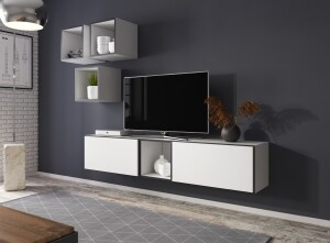 Product detail of Artcam Obývací stěna ROCO 8 roco: korpus bílý mat / okraj černý mat / dvířka bílý mat