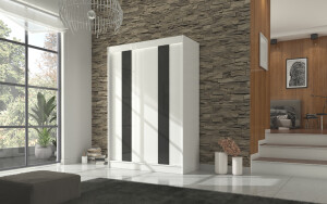 Product detail of ArtAdrk Šatní skříň KAREN | 150 cm Barva: Bílá/černé pásy