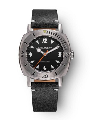 Product detail of Nivada Grenchen Depthmaster Pacman White 14102A - Black Leather White Stitching