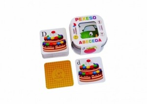 Product detail of Pexeso Abeceda: 64 karet v plechové krabičce Hmaťák