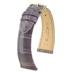 Product detail of Řemínek Hirsch London Alligator - taupe, lesk - 14 mm - M – Střední délka - 12 mm - Zlatá