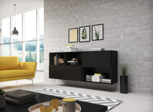 Product detail of Artcam Sestava do obývacího pokoje ROCO 16 roco: korpus černý mat / okraj černý mat / dvířka černý mat