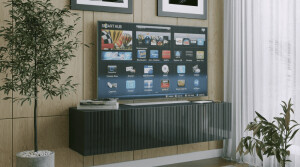Product detail of ArtExt Závěsný TV stolek JOY | 150 cm Barva: Černý lesk (drážky)