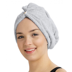 Product detail of Rychleschnoucí froté turban na vlasy světle šedá